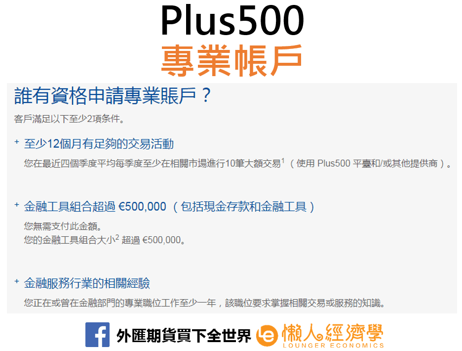 Plus500專業帳戶