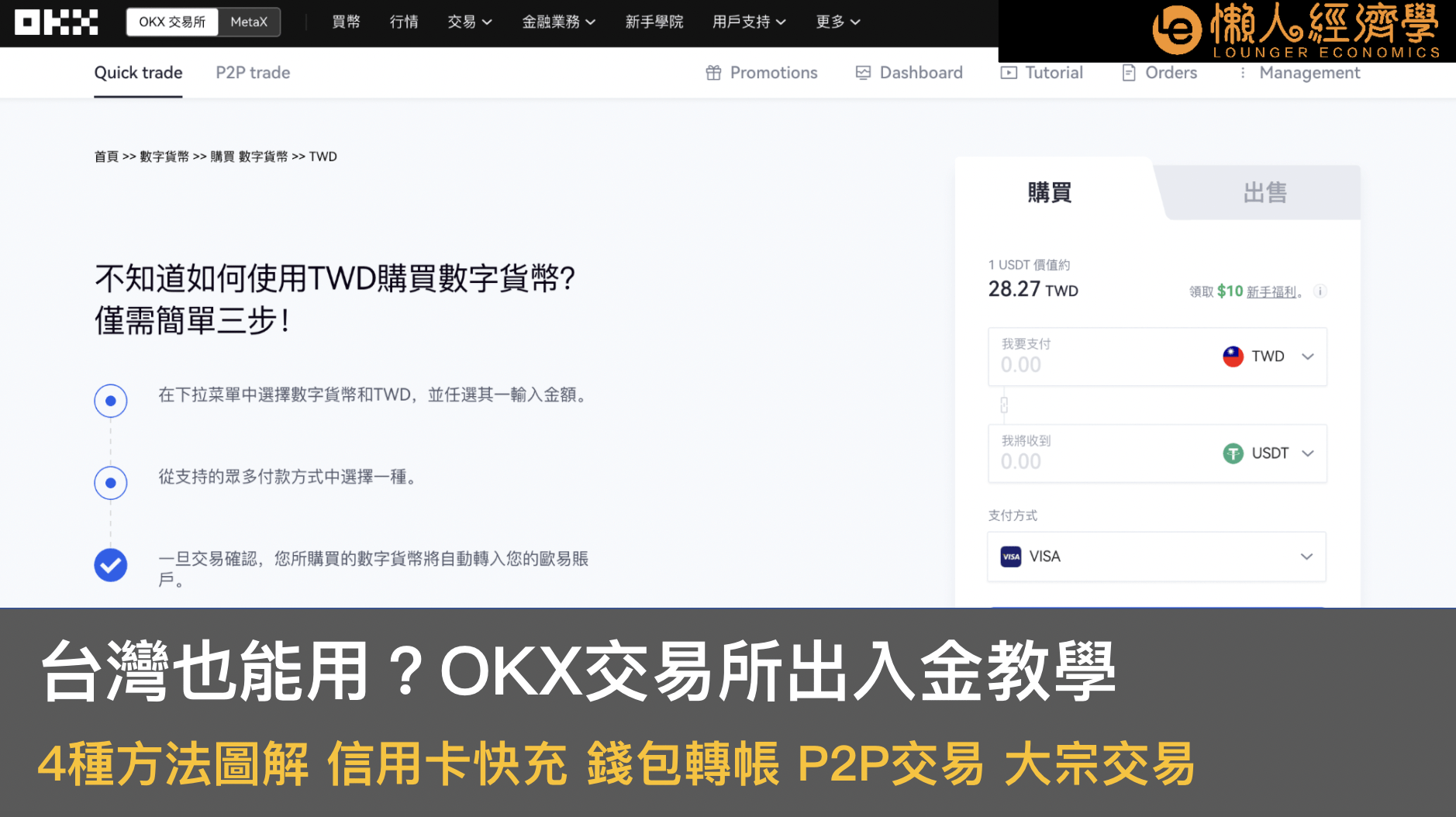 OKX交易所出入金教學：4種方法圖解｜信用卡快速充幣｜錢包轉帳｜P2P買幣｜大宗交易