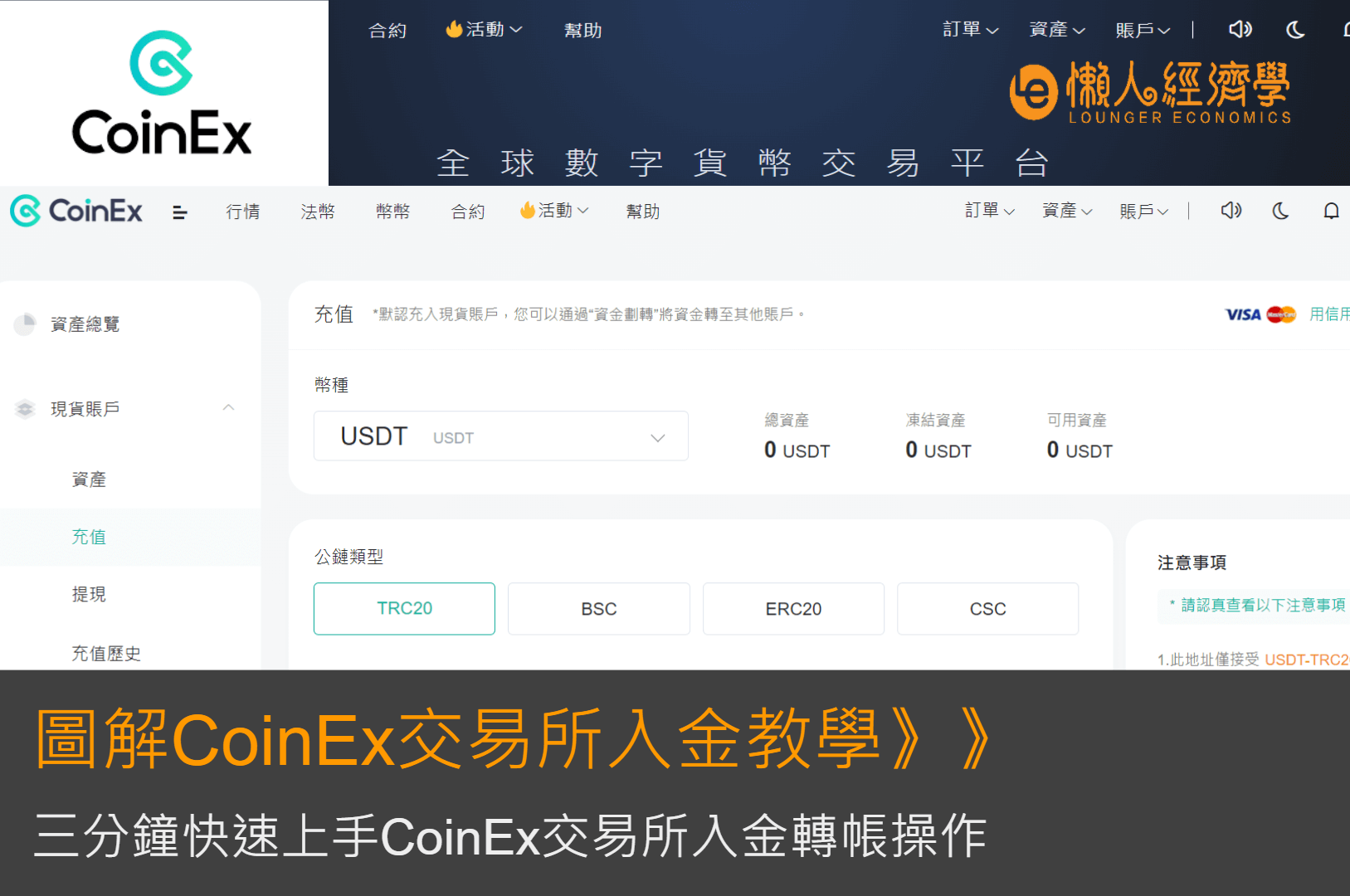 圖解CoinEx交易所入金教學，三分鐘快速上手交易所轉帳入金操作