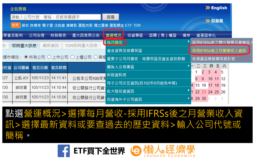 公開資訊觀測站營收查詢