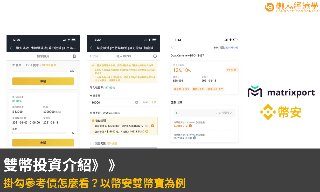 雙幣投資攻略：該買哪個方向、掛勾參考價怎麼看？以幣安、Matrixport的雙幣投資產品為例