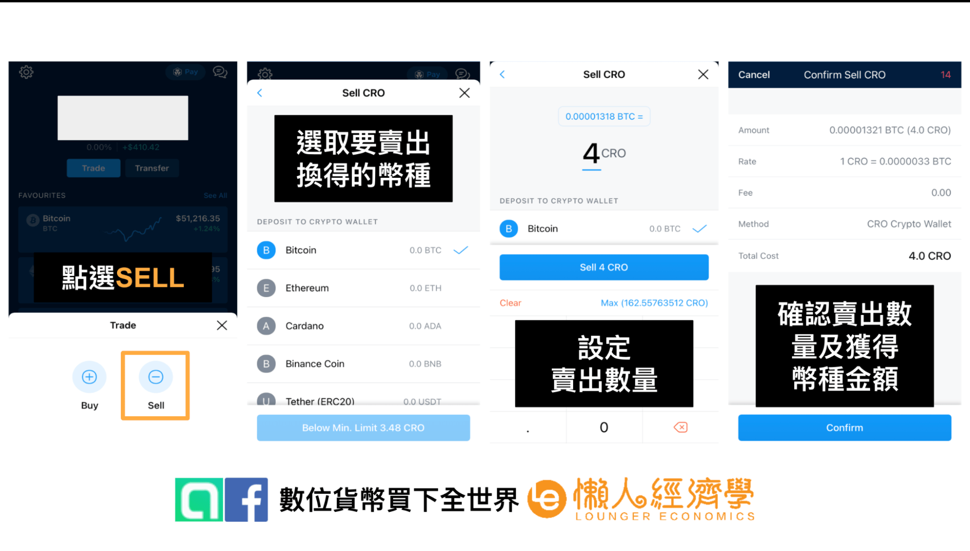 Crypto.com賣出加密貨幣