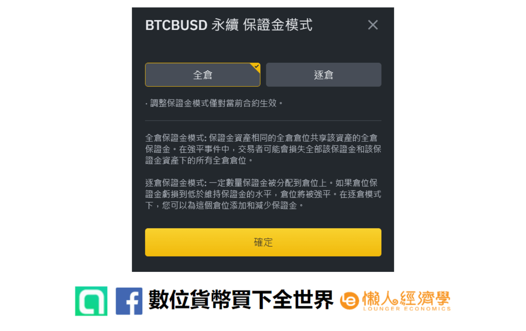 幣安BUSD 期貨保證金：倉位模式