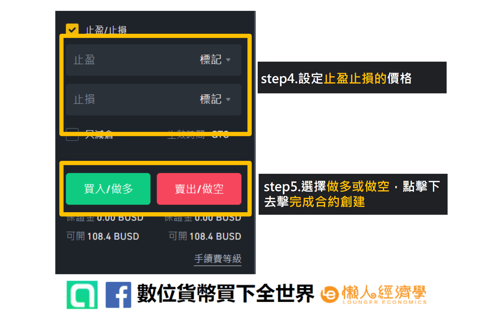 幣安BUSD 期貨保證金：設定止盈此損