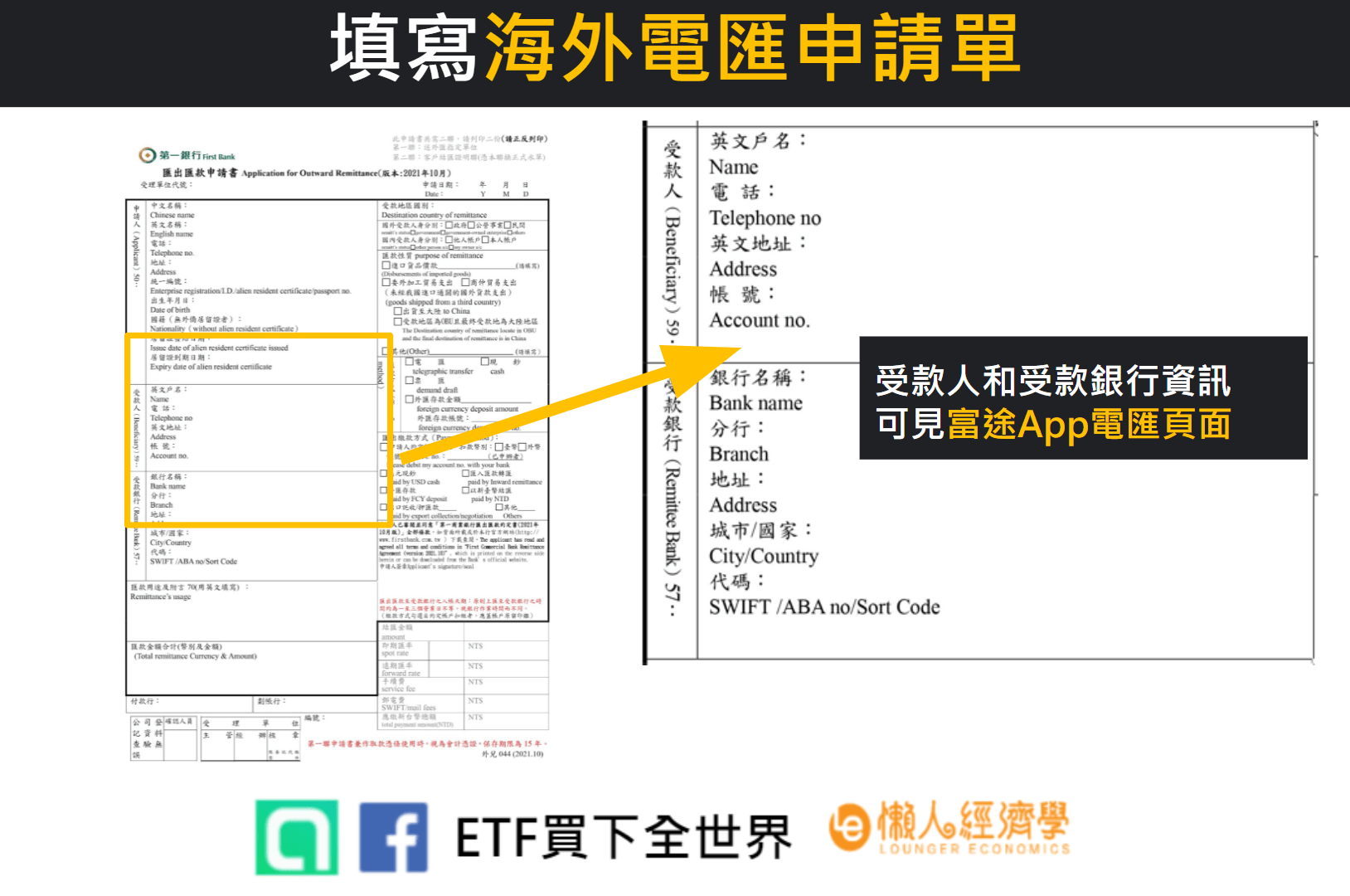 富途證券 入金 填寫海外電匯申請單