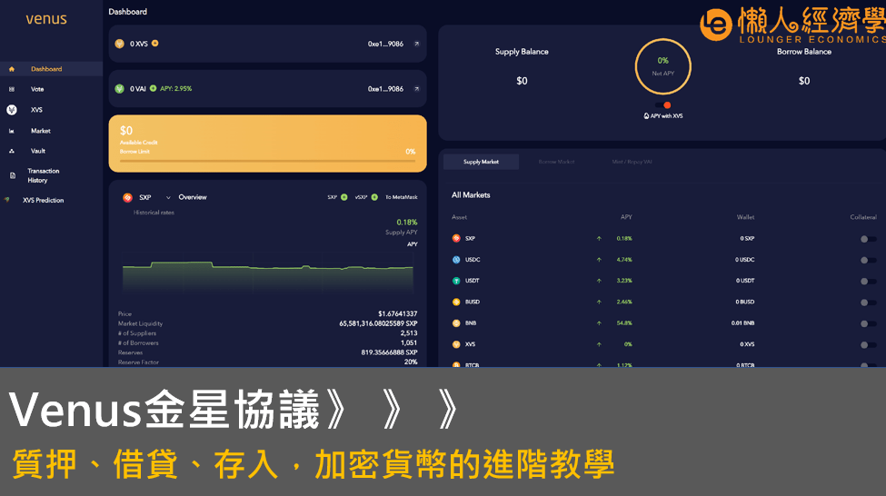VENUS protocol金星協議教學：質押、借貸、存入，加密貨幣的操作教學 – venus.io