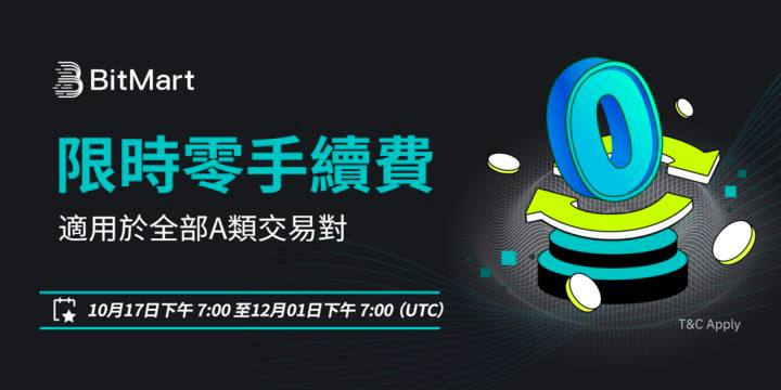 BitMart 限時 0 手續費活動，BTC, ETH 等 200+ 代幣交易對享優惠！